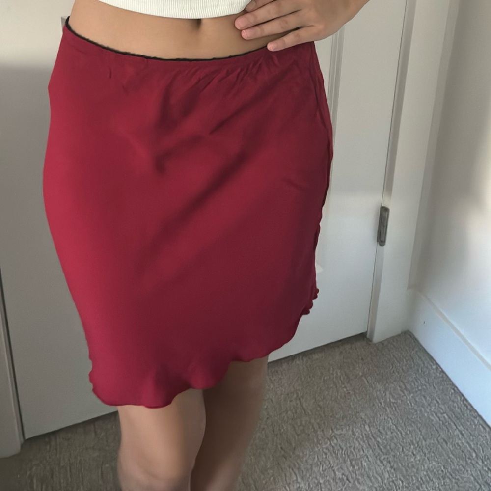 Brandy Melville red knee length skirt, perfect condition non see through